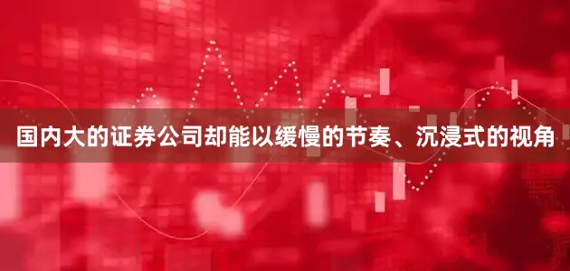 国内大的证券公司却能以缓慢的节奏、沉浸式的视角