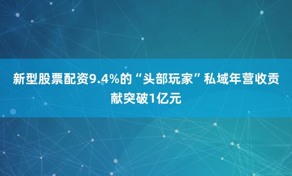 新型股票配资9.4%的“头部玩家”私域年营收贡献突破1亿元